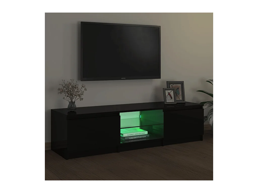 Vasil  Meuble TV avec lumières LED noir 140x40x36 cm