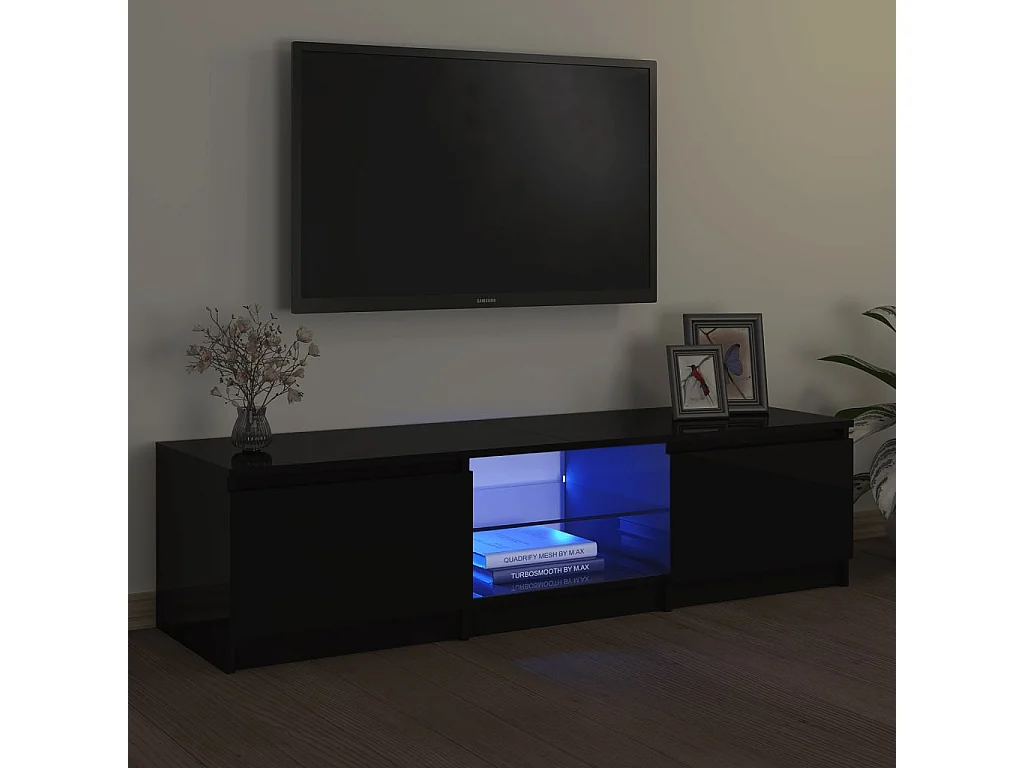 Vasil  Meuble TV avec lumières LED noir 140x40x36 cm