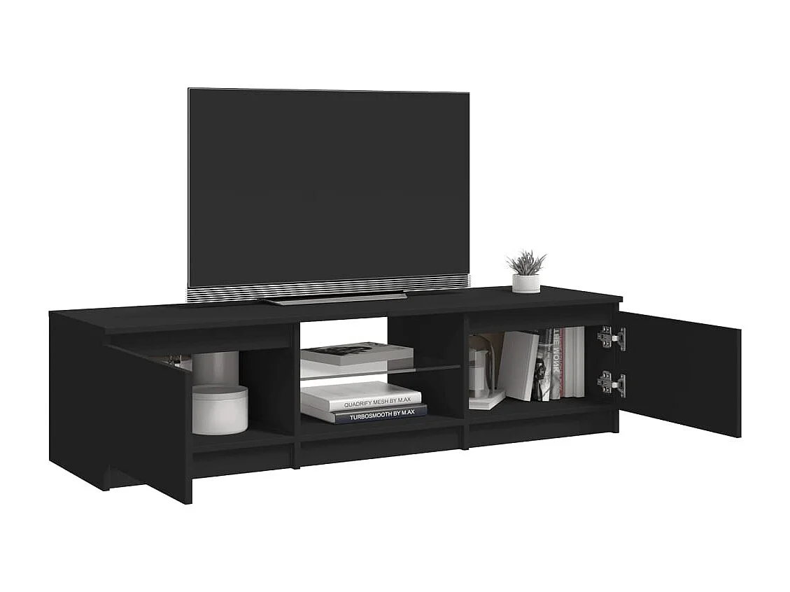 Vasil  Meuble TV avec lumières LED noir 140x40x36 cm