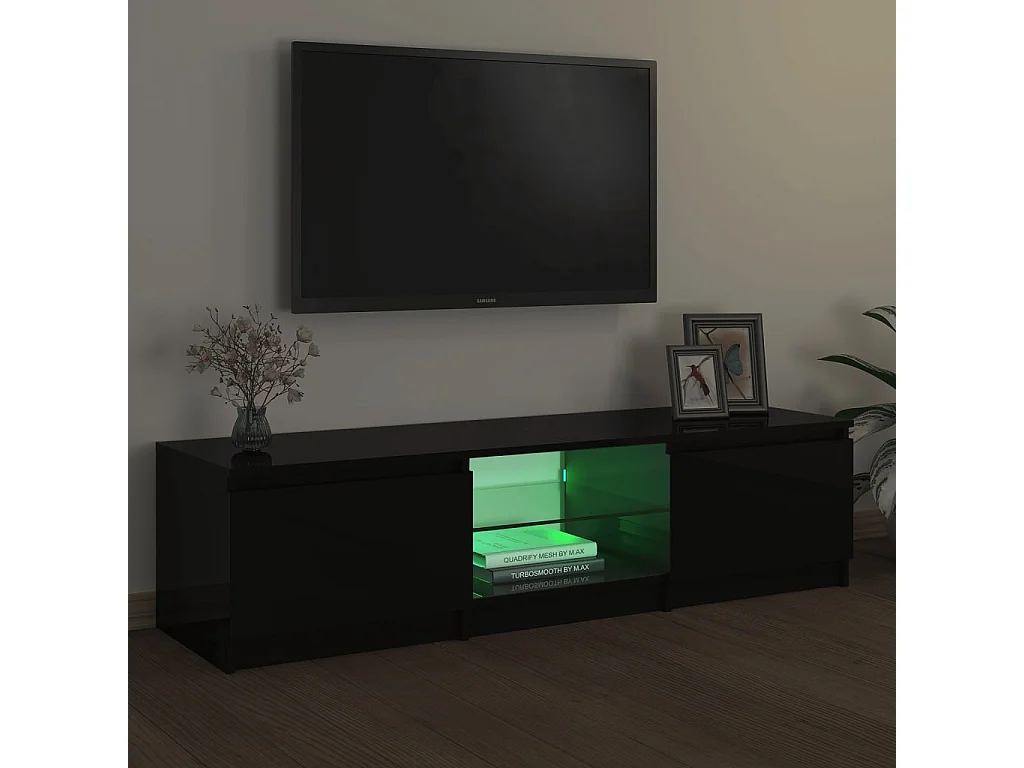 Vasil  Meuble TV avec lumières LED noir 140x40x36 cm