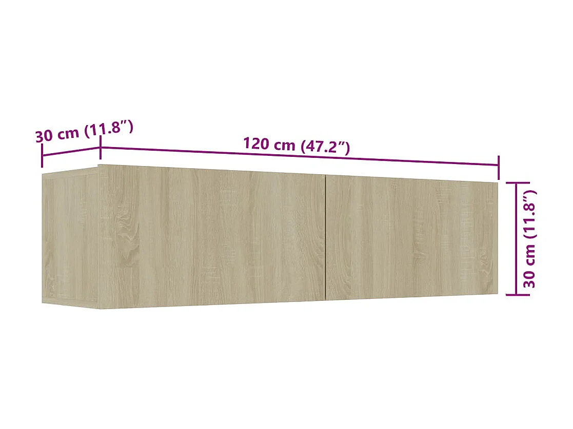 Mitchel  Meuble TV Chêne sonoma 120x30x30 cm Bois d’ingénierie