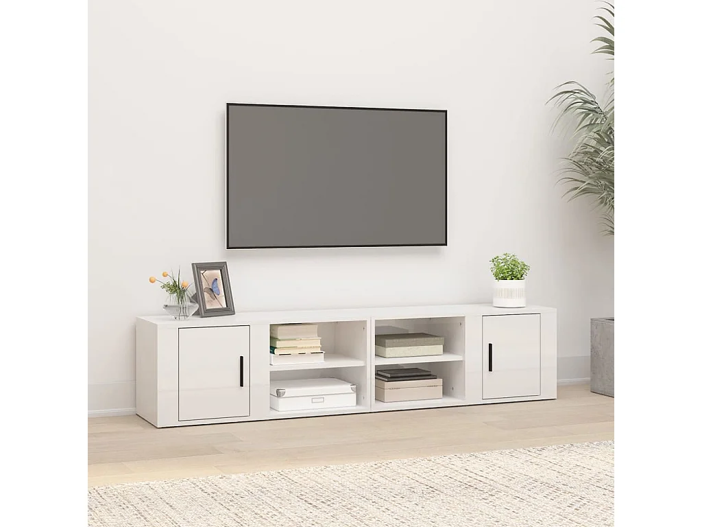 Arnaldo  Meubles TV 2 pcs Blanc brillant 80x31,5x36 cm Bois d'ingénierie