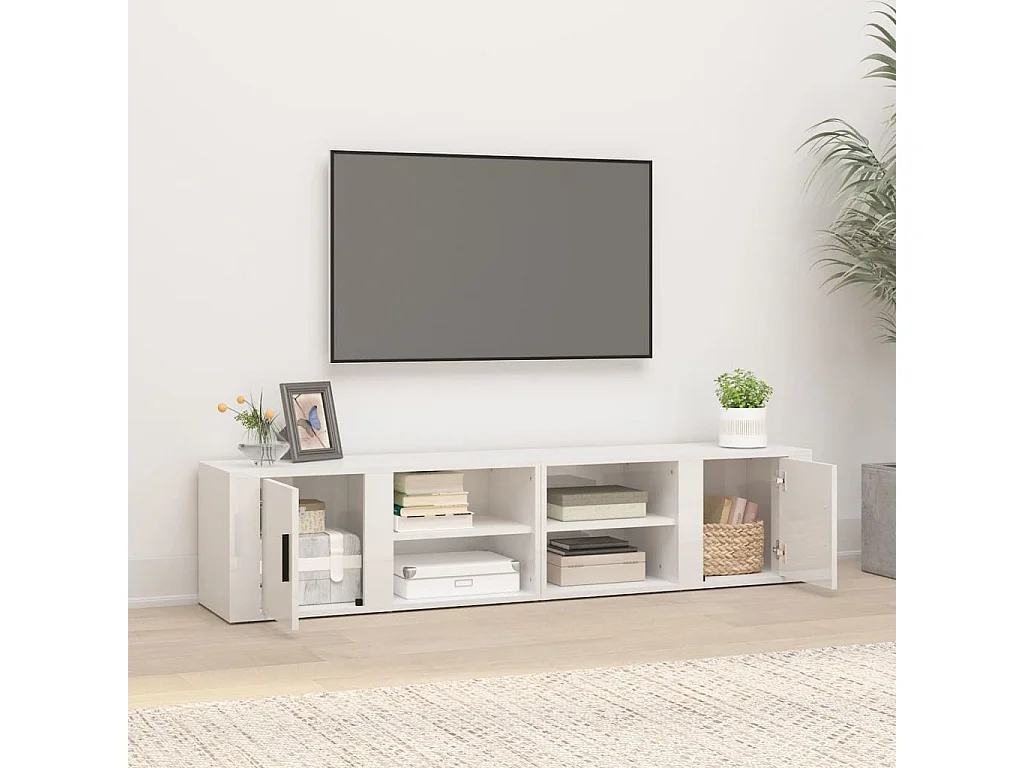 Arnaldo  Meubles TV 2 pcs Blanc brillant 80x31,5x36 cm Bois d'ingénierie