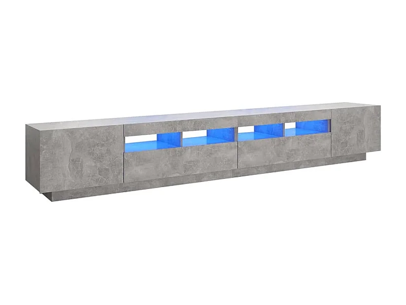 Bayside  Meuble TV avec lumières LED Gris béton 260x35x40 cm