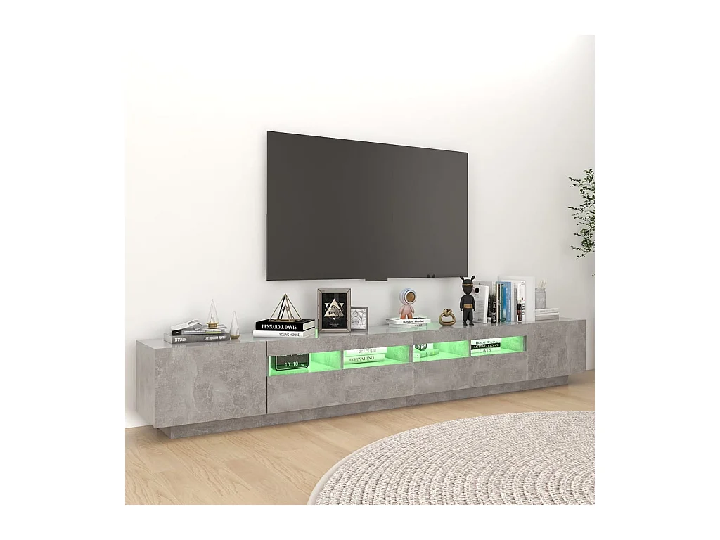 Bayside  Meuble TV avec lumières LED Gris béton 260x35x40 cm