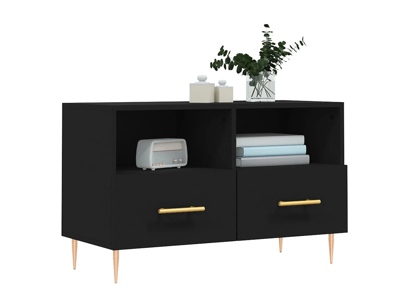 Oona  Meuble TV Noir 80x36x50 cm Bois d'ingénierie