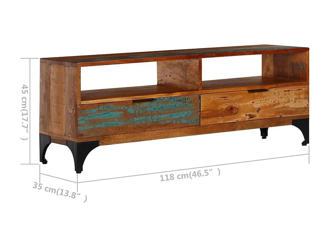 Leyla  Meuble TV 118x35x45 cm Bois de récupération massif