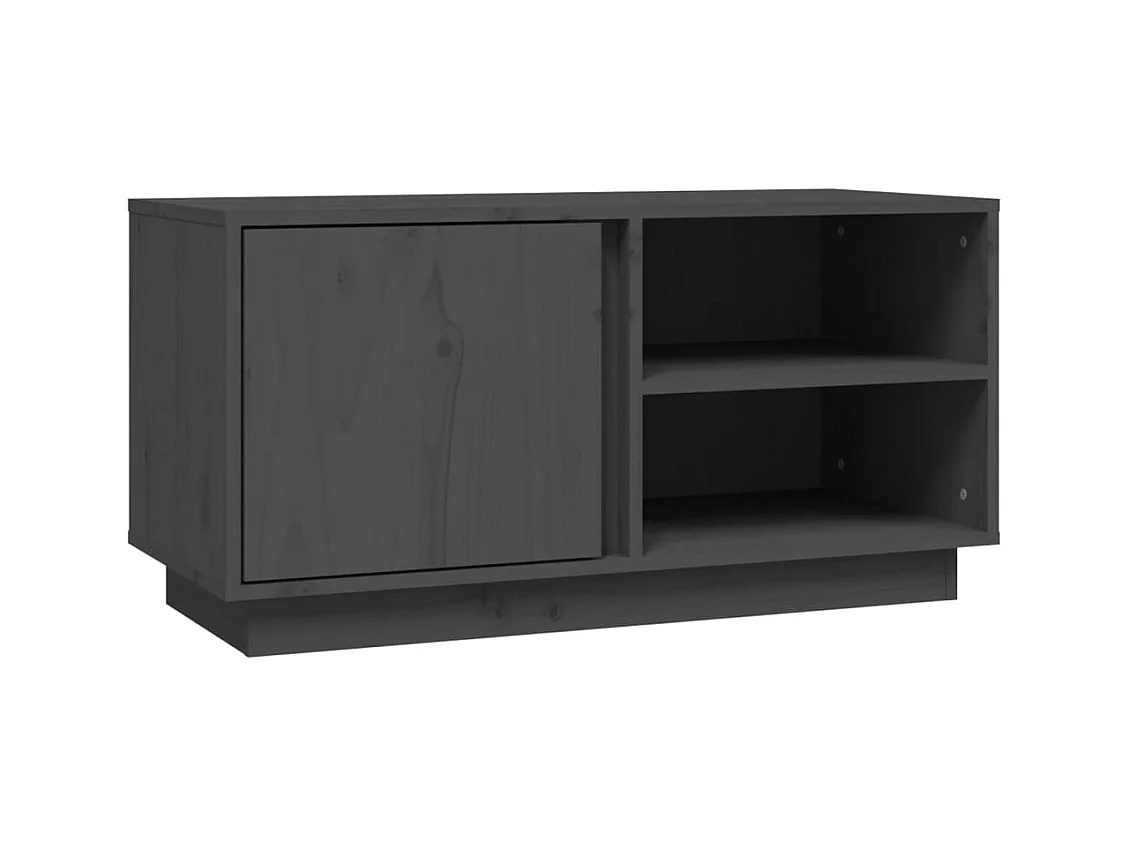 Anne-Suzanne  Meuble TV Gris 80x35x40,5 cm Bois de pin massif