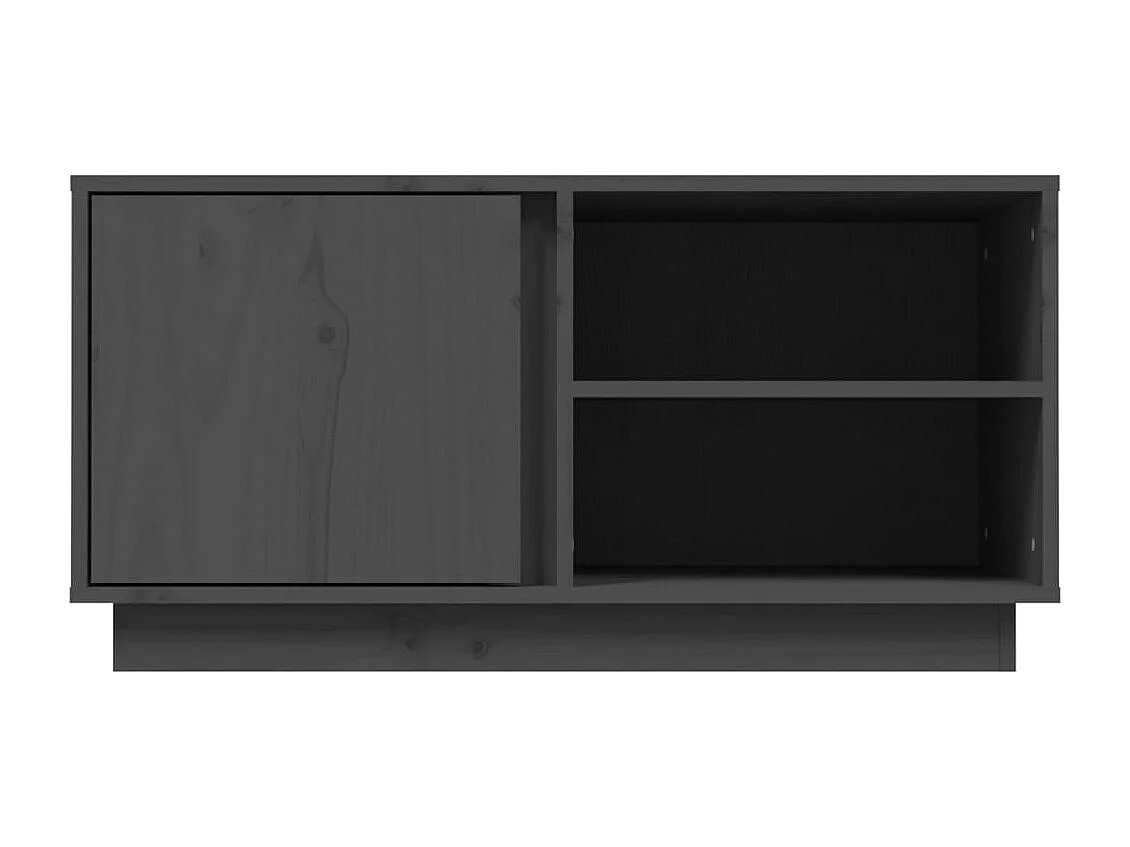Anne-Suzanne  Meuble TV Gris 80x35x40,5 cm Bois de pin massif