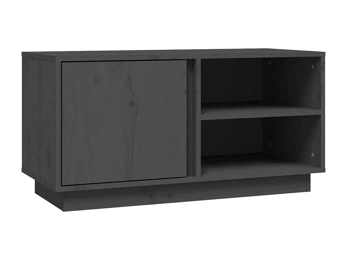 Anne-Suzanne  Meuble TV Gris 80x35x40,5 cm Bois de pin massif