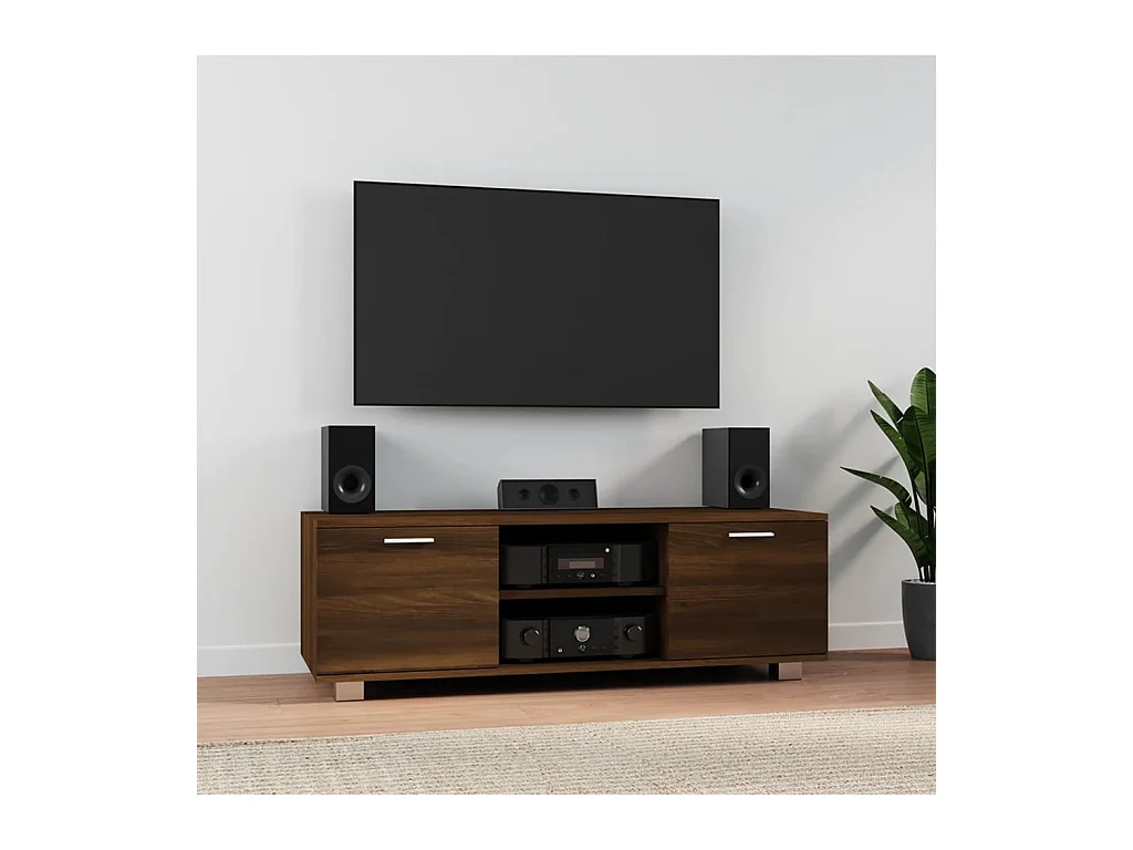 Stuarts Draft  Mueble para TV madera contrachapada marrón roble 120x40,5x35 cm