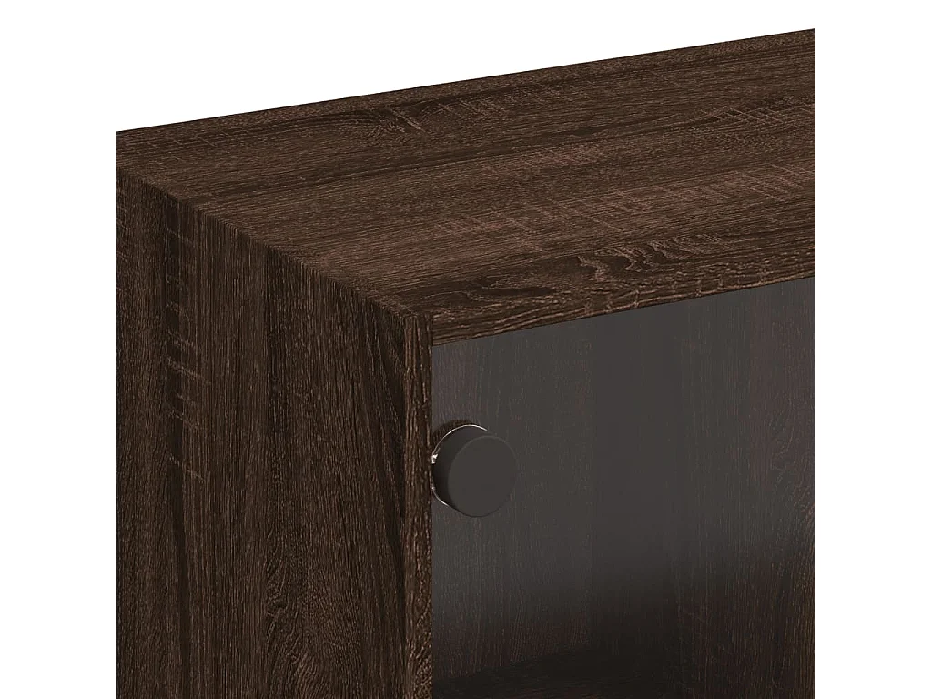 Ilgar  Meuble TV avec portes en verre chêne marron 102x37x42 cm