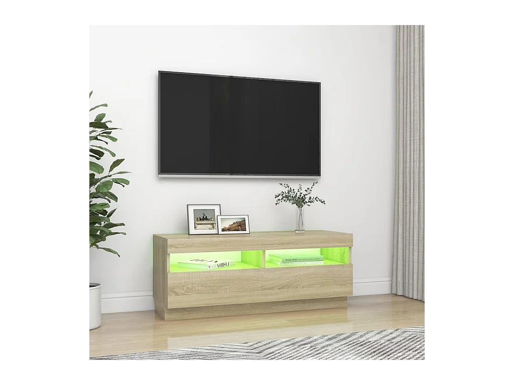 Roelant  Meuble TV avec lumières LED chêne sonoma 100x35x40 cm