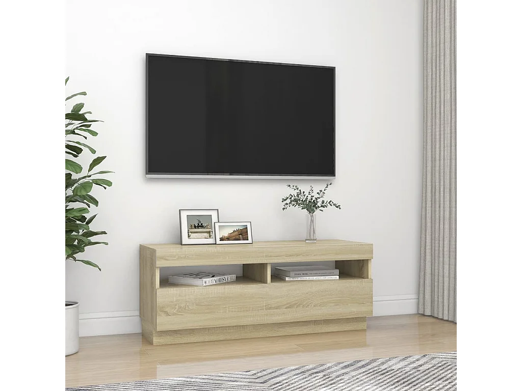 Roelant  Meuble TV avec lumières LED chêne sonoma 100x35x40 cm