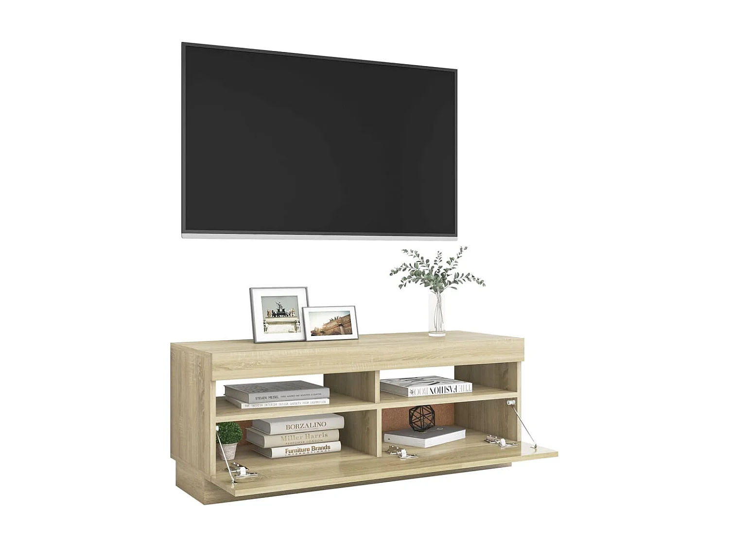 Roelant  Tv-meubel met LED-verlichting 100x35x40 cm sonoma eikenkleurig