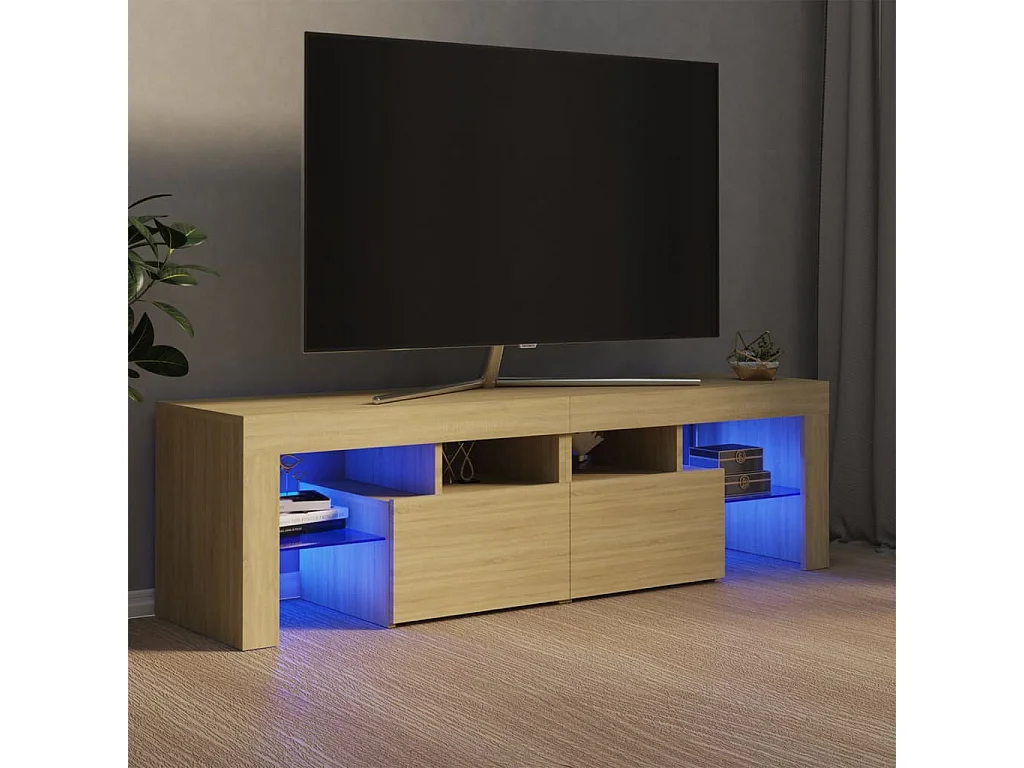 Hayo  Mueble de TV con luces LED color roble Sonoma 140x36,5x40 cm