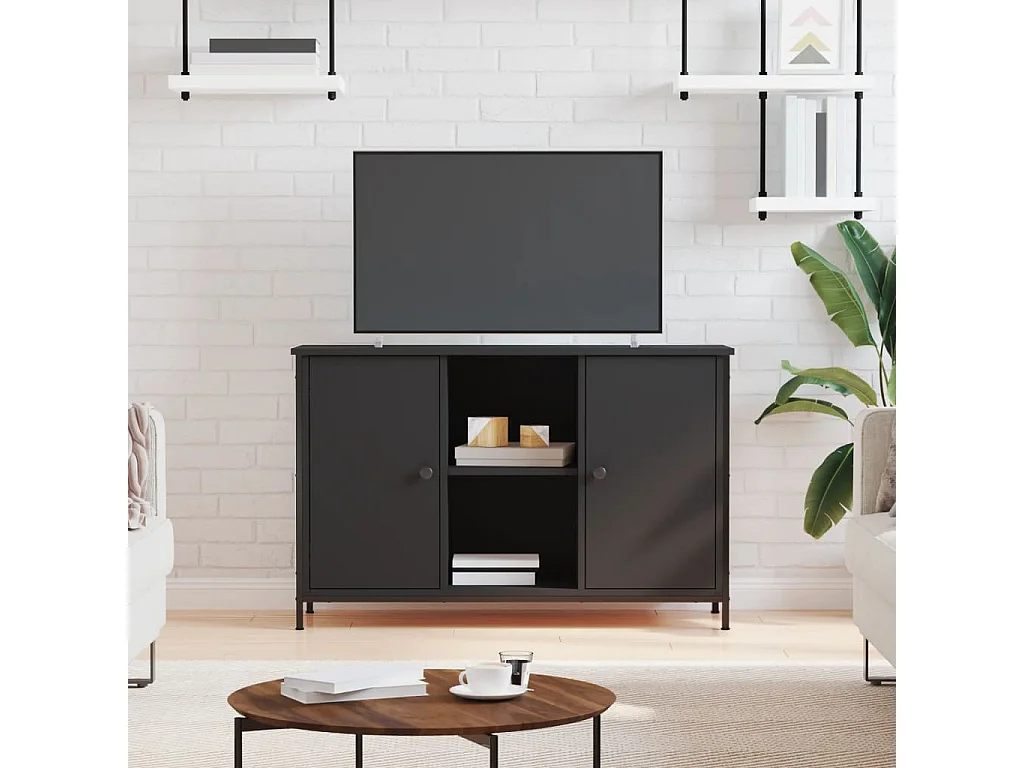 Jacques-Alain  Meuble TV noir 100x35x65 cm bois d'ingénierie