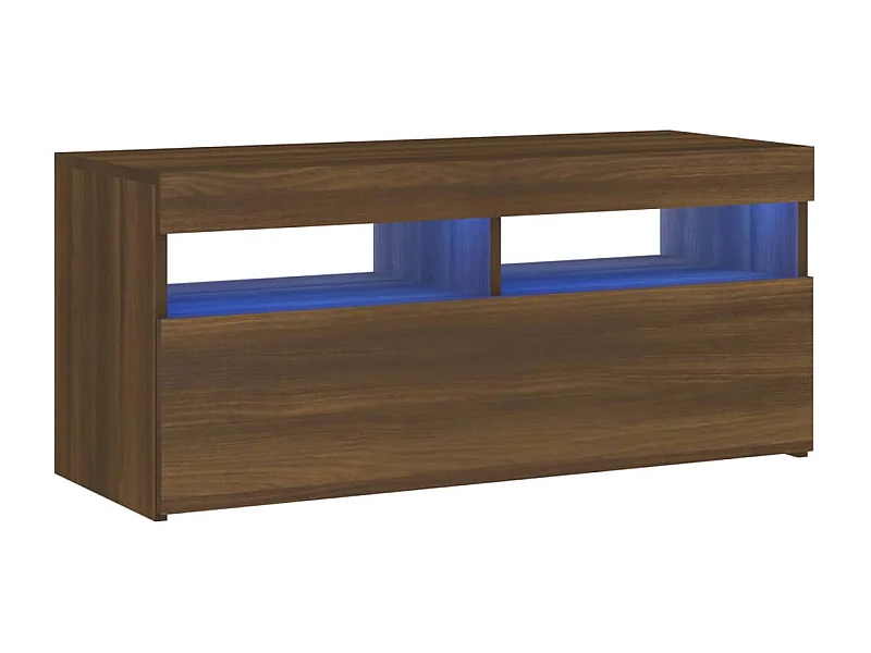 Ilion  Meuble TV avec lumières LED Chêne marron 90x35x40 cm