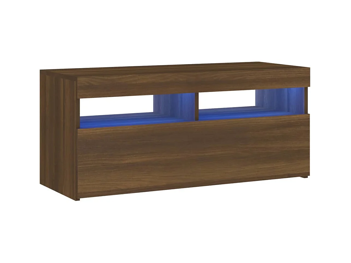 Ilion  Tv-meubel met LED-verlichting 90x35x40 cm bruin eikenkleur