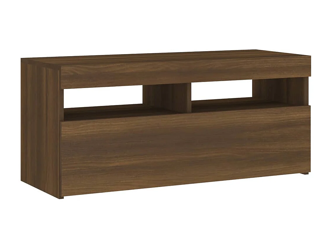 Ilion  Meuble TV avec lumières LED Chêne marron 90x35x40 cm