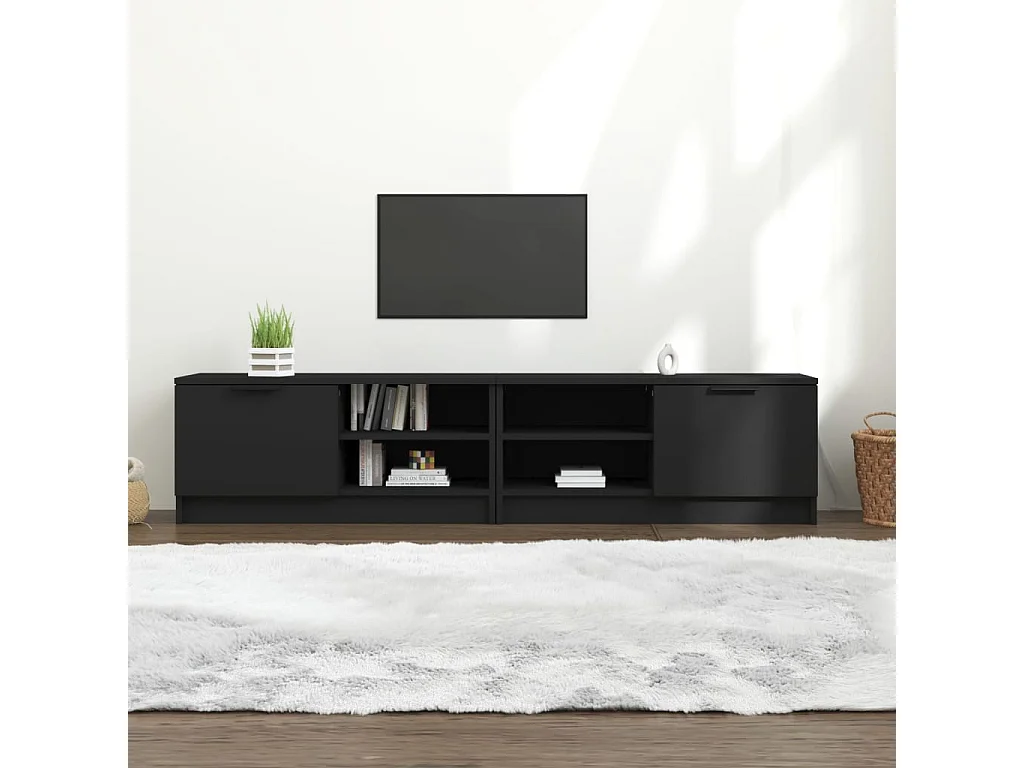 Bryvra  Mueble para TV 2 pzas madera contrachapada negro 80x35x36,5 cm