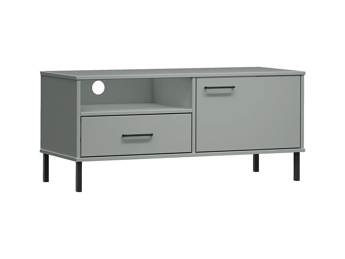 Gylmar  Meuble TV avec pieds en métal Gris Bois de pin massif OSLO