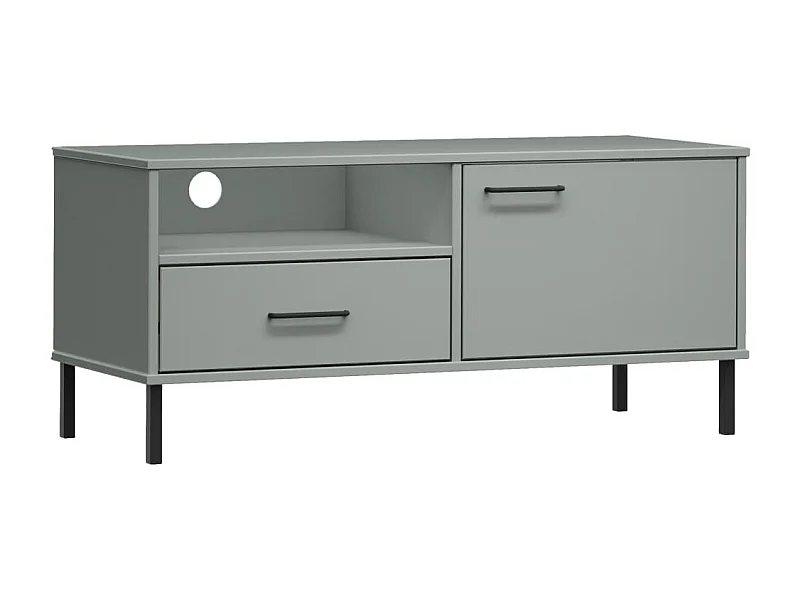 Gylmar  Mueble de TV con patas de metal OSLO madera maciza pino gris
