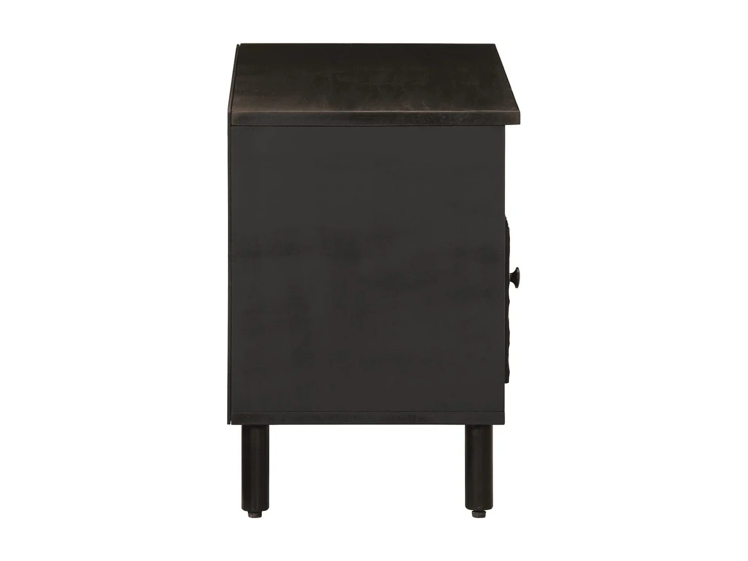 Serhat  Mueble de TV madera maciza de mango negro 80x33x46 cm