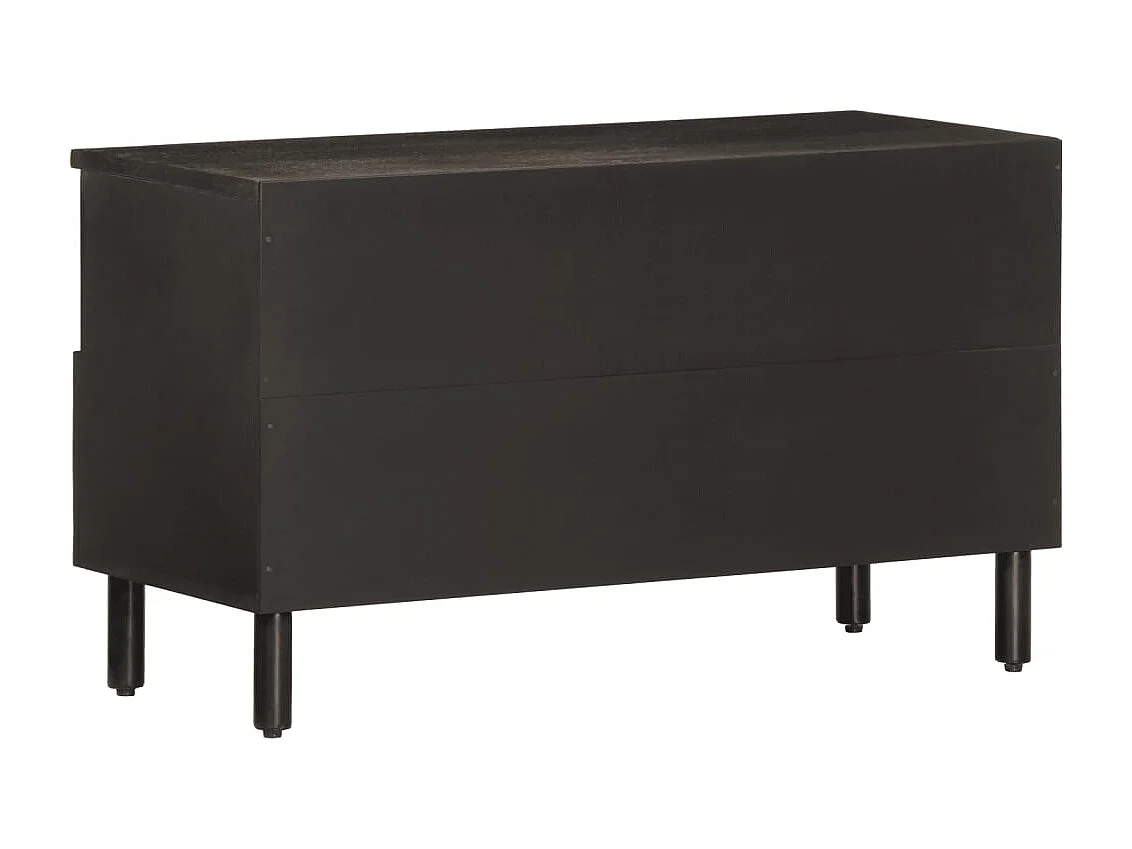 Serhat  Mueble de TV madera maciza de mango negro 80x33x46 cm