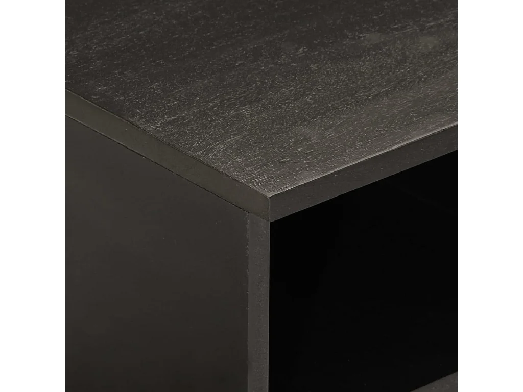 Serhat  Mueble de TV madera maciza de mango negro 80x33x46 cm