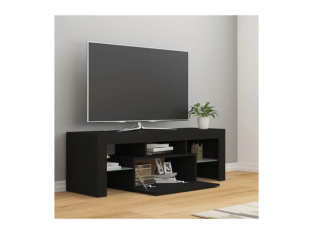 Aiden  Meuble TV avec lumières LED noir 120x35x40 cm