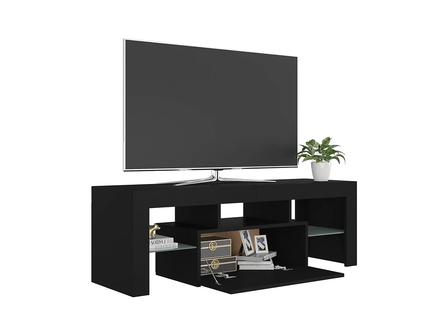 Aiden  Meuble TV avec lumières LED noir 120x35x40 cm