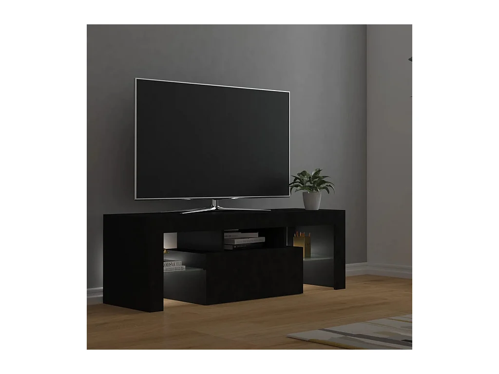 Aiden  Meuble TV avec lumières LED noir 120x35x40 cm