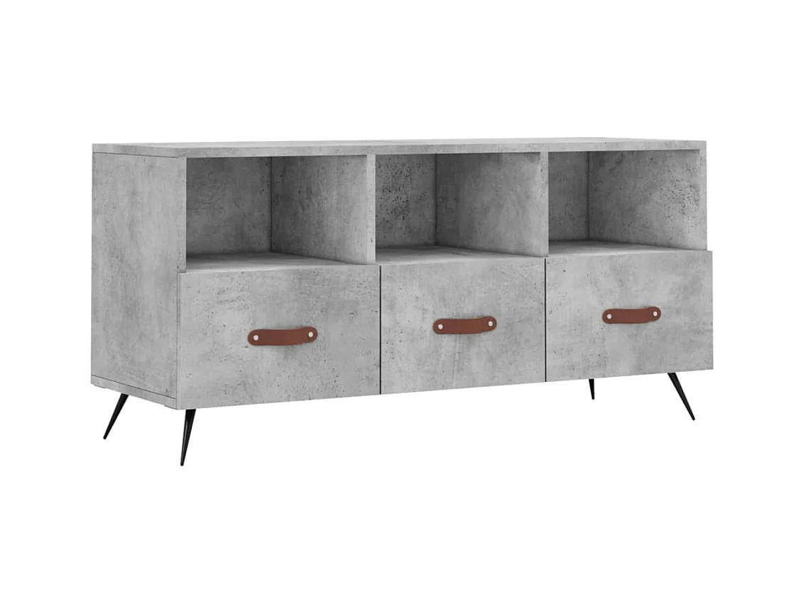 Qandrel  Meuble TV gris béton 102x36x50 cm bois d'ingénierie