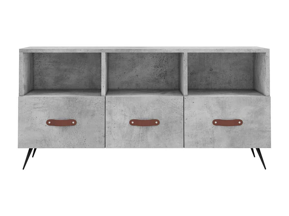 Qandrel  Meuble TV gris béton 102x36x50 cm bois d'ingénierie