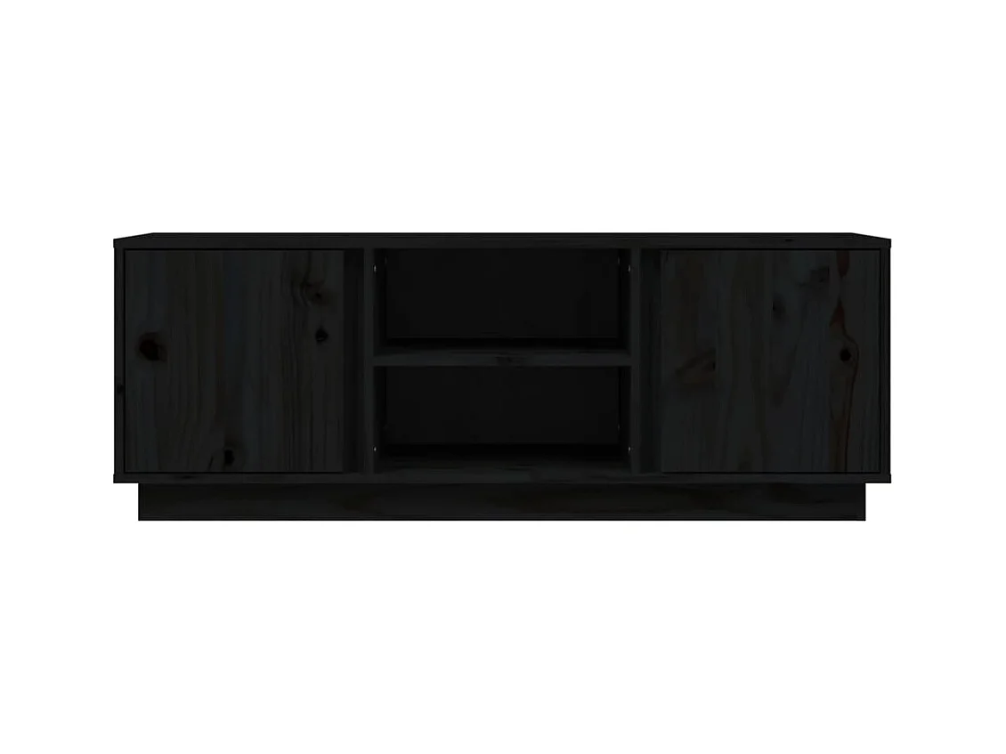 Arwen  Meuble TV Noir 110x35x40,5 cm Bois de pin massif