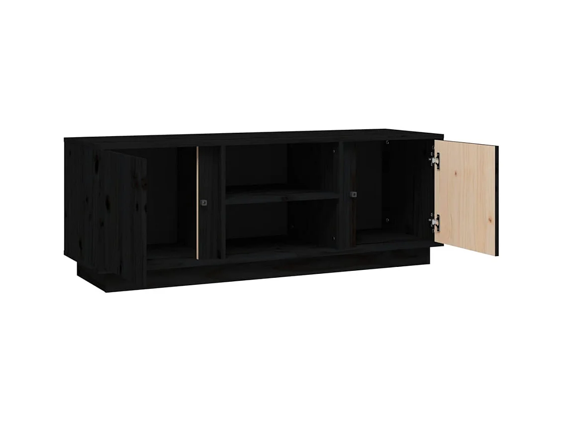 Arwen  Meuble TV Noir 110x35x40,5 cm Bois de pin massif