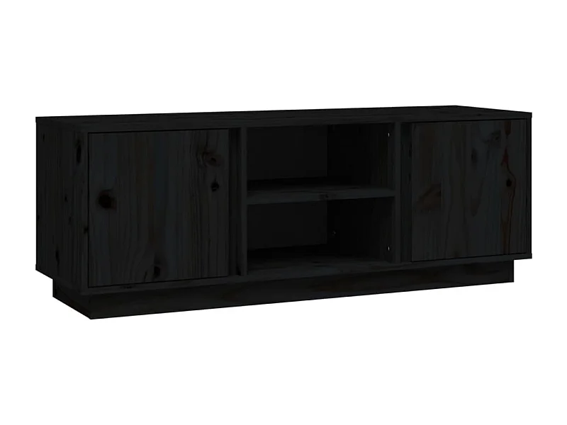 Arwen  Meuble TV Noir 110x35x40,5 cm Bois de pin massif