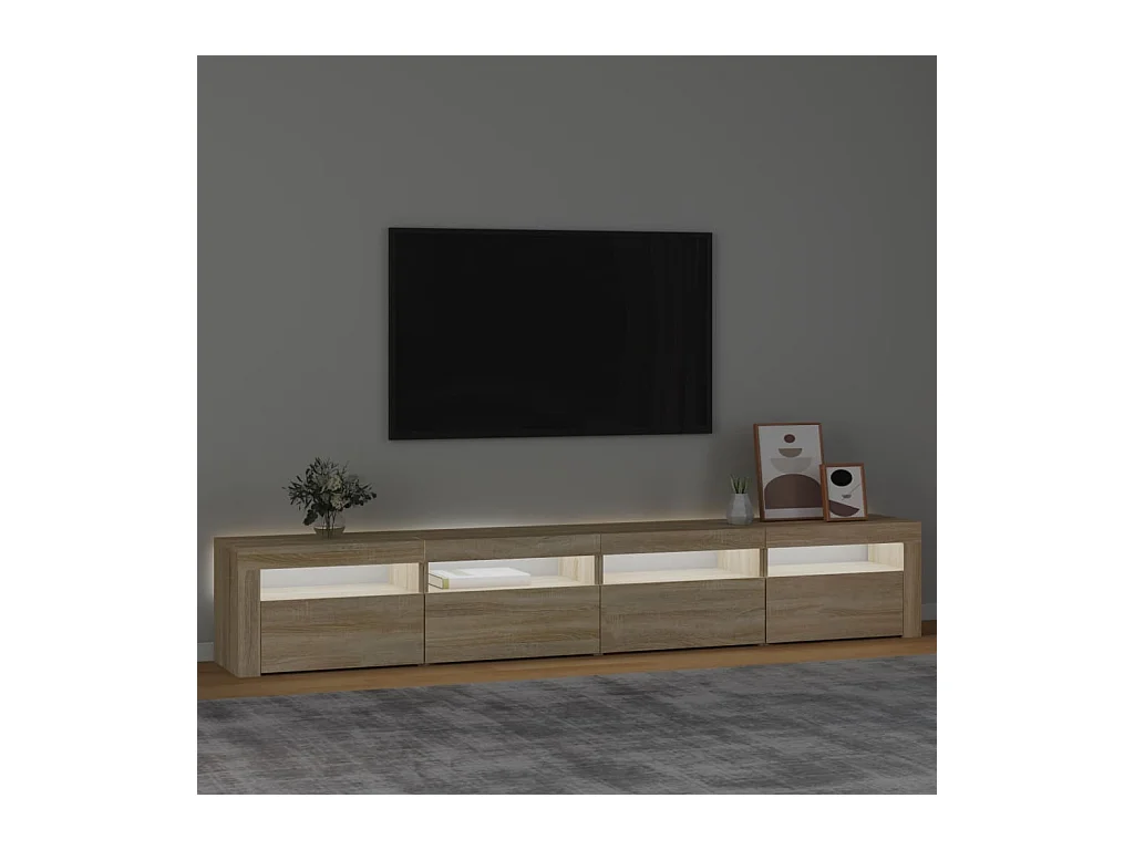 Cincinnatus  Meuble TV avec lumières LED Chêne sonoma 240x35x40 cm