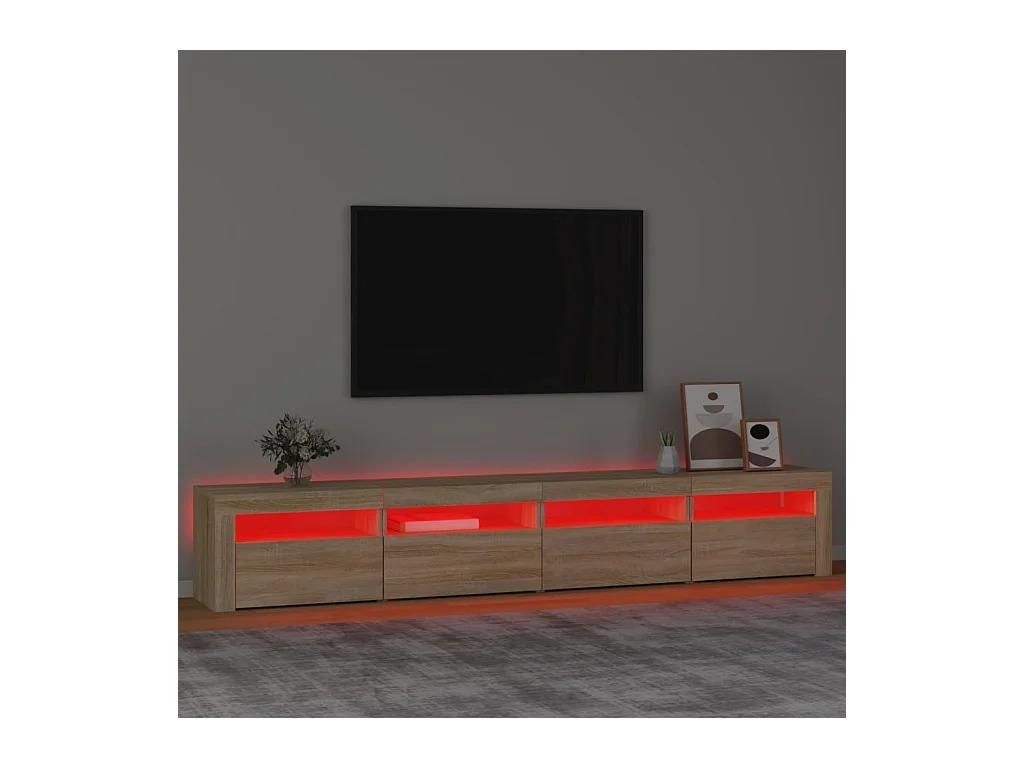 Cincinnatus  Meuble TV avec lumières LED Chêne sonoma 240x35x40 cm