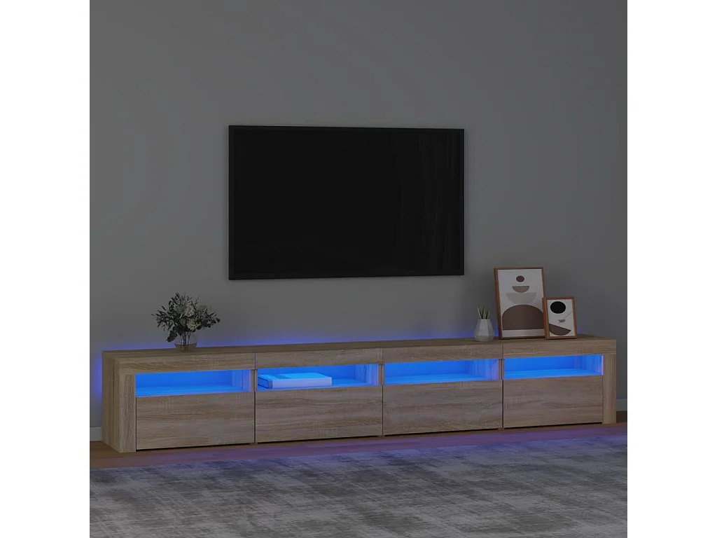 Cincinnatus  Meuble TV avec lumières LED Chêne sonoma 240x35x40 cm