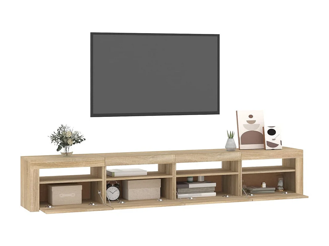 Cincinnatus  Meuble TV avec lumières LED Chêne sonoma 240x35x40 cm