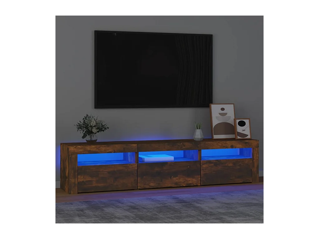 Vleteren  Meuble TV avec lumières LED Chêne fumé 180x35x40 cm