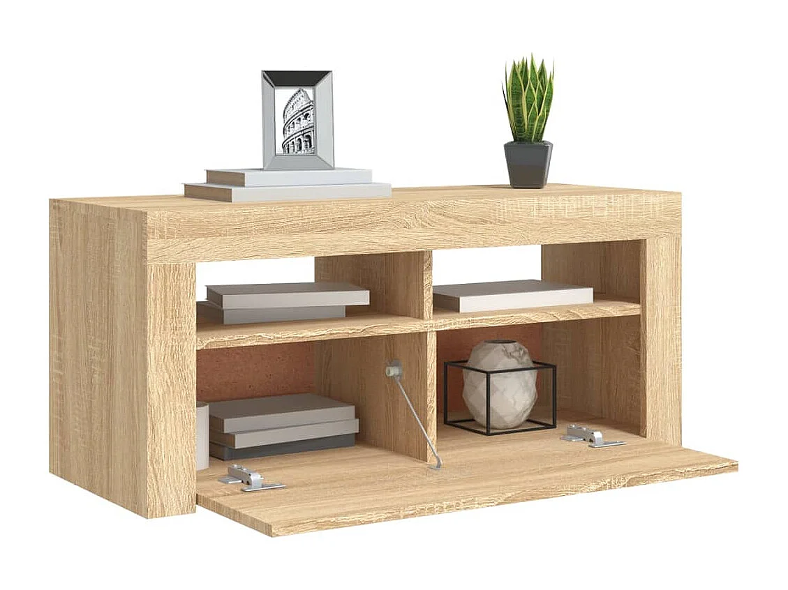 Kristineberg  Meuble TV avec lumières LED chêne sonoma 90x35x40 cm