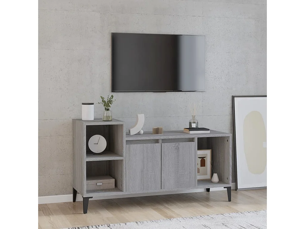 Fornir  Meuble TV Sonoma gris 100x35x55 cm Bois d'ingénierie