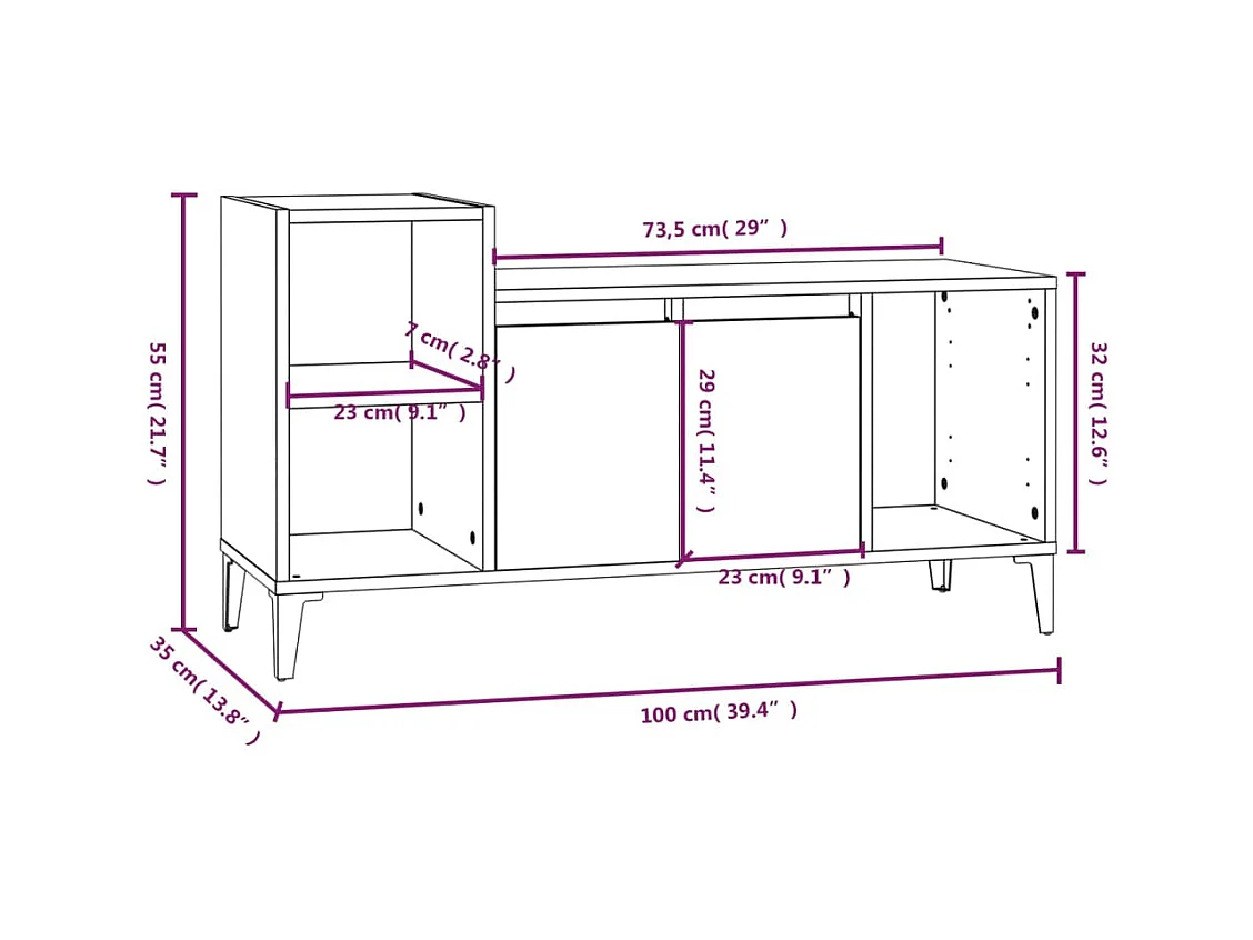 Fornir  Mueble de TV madera contrachapada gris Sonoma 100x35x55 cm