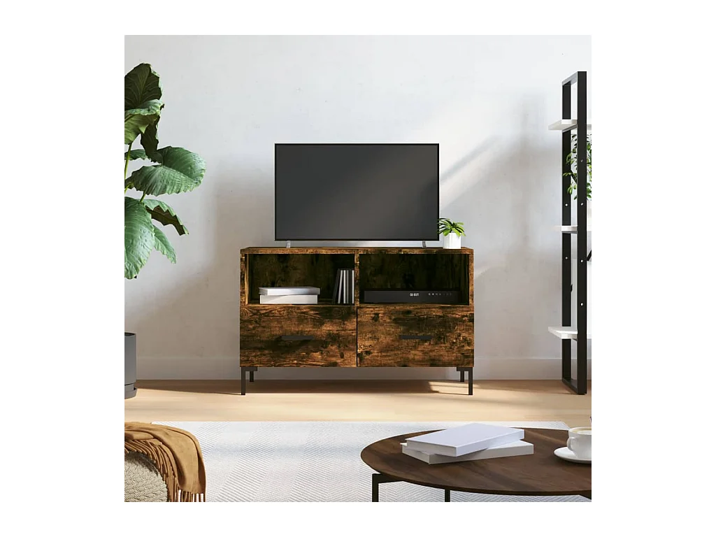 Hirlen  Mueble para TV madera contrachapada roble ahumado 80x36x50 cm