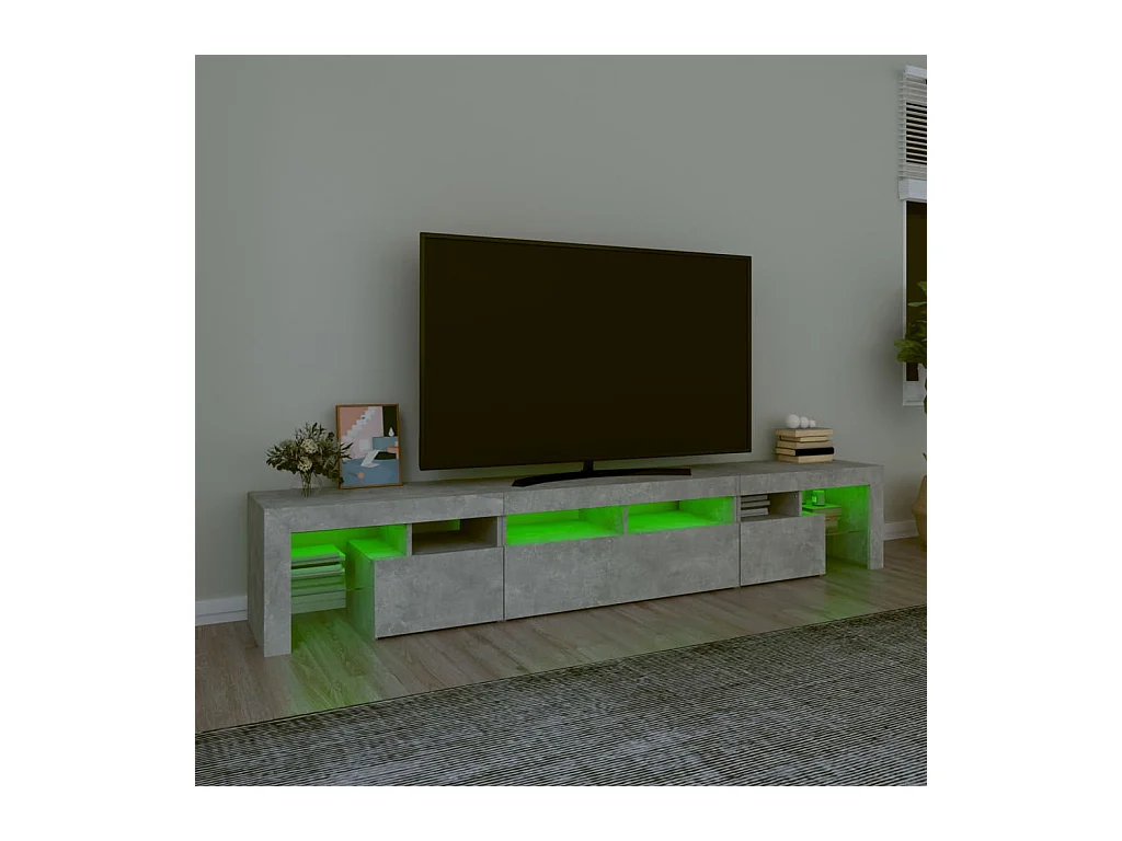 Tahlequah  Meuble TV avec lumières LED Gris béton 230x36,5x40 cm
