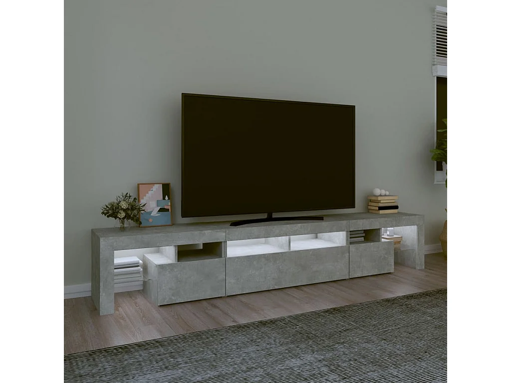 Tahlequah  Meuble TV avec lumières LED Gris béton 230x36,5x40 cm