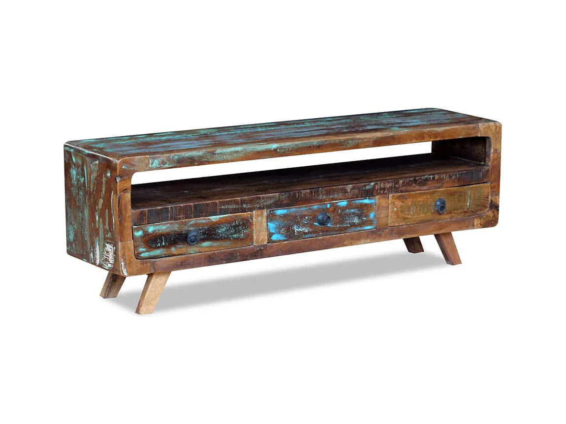 Garden Furniture -  Meuble TV avec 3 tiroirs Bois de récupération massif